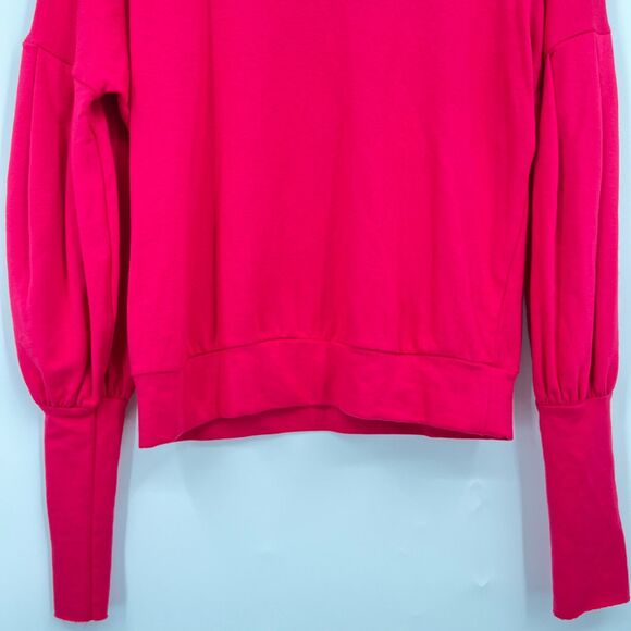 Bailey 44 Puff Sleeve Sweatshirt Top in Red Round Neck Size XS, Made in USA Soft - Picture 7 of 9